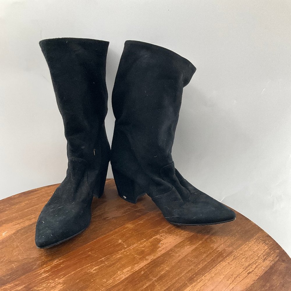 Prada Milano Women's Black Pointed Toe Heeled Boots Size 34 (US 4)